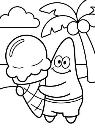 Patrick Star with Ice Cream para colorir Desenho de Patrick Star with Ice Cream para colorir e imprimir grátis