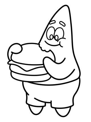 Patrick Star Eating a Krabby Patty para colorir Desenho de Patrick Star Eating a Krabby Patty para colorir e imprimir grátis