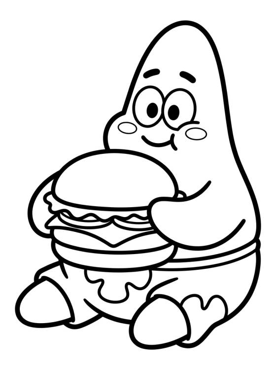 Patrick Star Eating a Krabby Patty para colorir Desenho de Patrick Star Eating a Krabby Patty para colorir e imprimir grátis