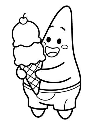 Patrick Star Eating Ice Cream para colorir Desenho de Patrick Star Eating Ice Cream para colorir e imprimir grátis