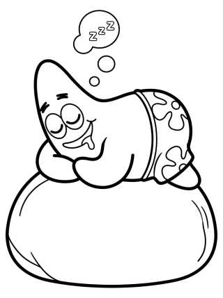 Patrick Star Sleeping on His Rock para colorir Desenho de Patrick Star Sleeping on His Rock para colorir e imprimir grátis