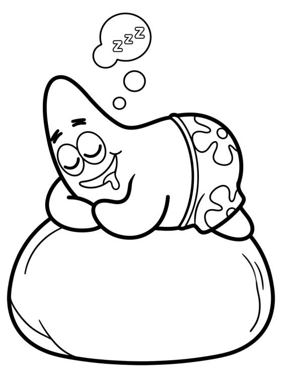 Patrick Star Sleeping on His Rock para colorir Desenho de Patrick Star Sleeping on His Rock para colorir e imprimir grátis