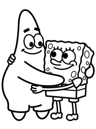 Patrick Star and SpongeBob Hugging para colorir Desenho de Patrick Star and SpongeBob Hugging para colorir e imprimir grátis