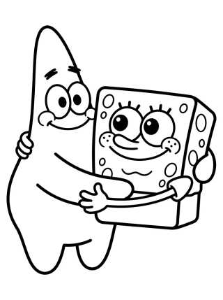 Patrick Star and SpongeBob Hugging para colorir Desenho de Patrick Star and SpongeBob Hugging para colorir e imprimir grátis