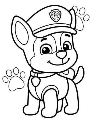 Chase the Cute Police Dog para colorir Desenho de Chase the Cute Police Dog para colorir e imprimir grátis