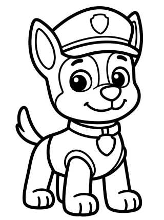Chase the Cute Police Dog para colorir Desenho de Chase the Cute Police Dog para colorir e imprimir grátis