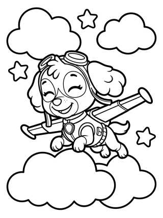 Skye Flying in the Clouds Coloring Page para colorir Desenho de Skye Flying in the Clouds Coloring Page para colorir e imprimir grátis