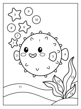 Cute Kawaii Pufferfish para colorir Desenho de Cute Kawaii Pufferfish para colorir e imprimir grátis