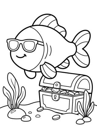 Fish Wearing Sunglasses para colorir Desenho de Fish Wearing Sunglasses para colorir e imprimir grátis