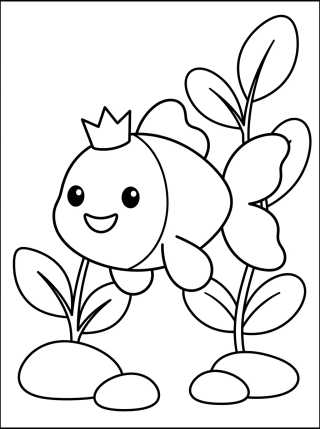 Goldfish with a Crown para colorir Desenho de Goldfish with a Crown para colorir e imprimir grátis
