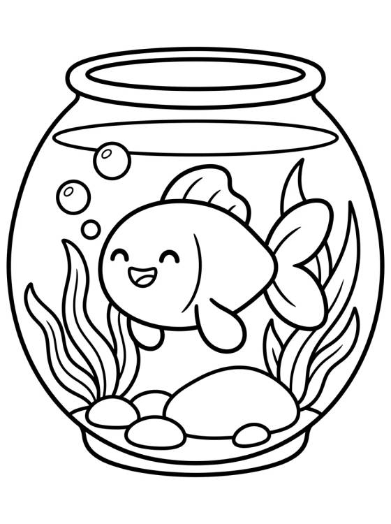 Goldfish in a Fishbowl para colorir Desenho de Goldfish in a Fishbowl para colorir e imprimir grátis