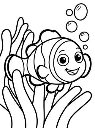 Smiling Clownfish para colorir Desenho de Smiling Clownfish para colorir e imprimir grátis