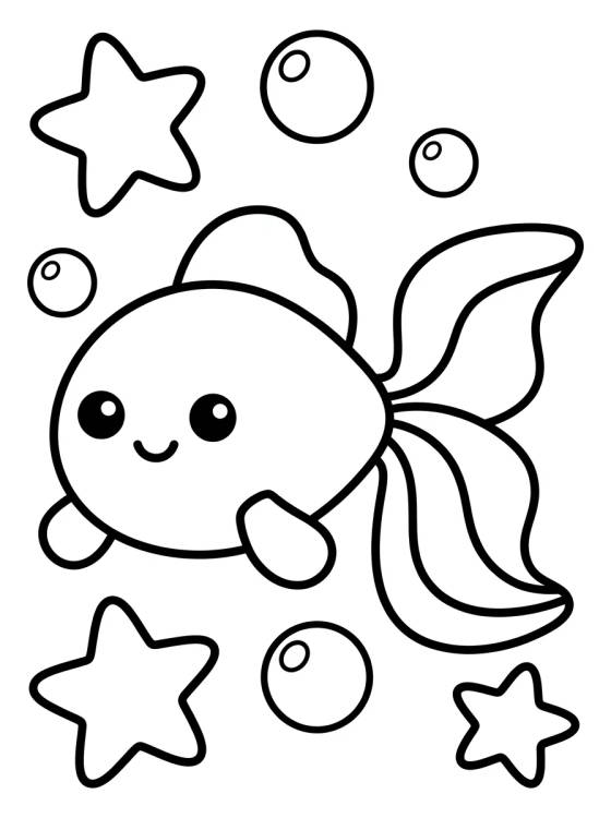 Magic Fish with Stars para colorir Desenho de Magic Fish with Stars para colorir e imprimir grátis