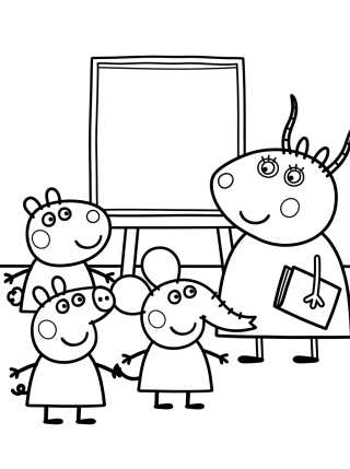 Peppa and Friends at School with Madame Gazelle para colorir Desenho de Peppa and Friends at School with Madame Gazelle para colorir e imprimir grátis