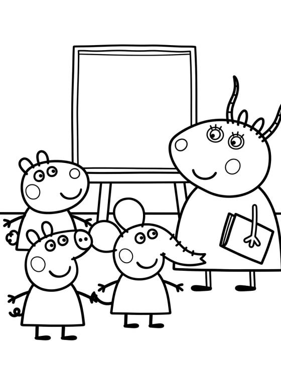 Peppa and Friends at School with Madame Gazelle para colorir Desenho de Peppa and Friends at School with Madame Gazelle para colorir e imprimir grátis