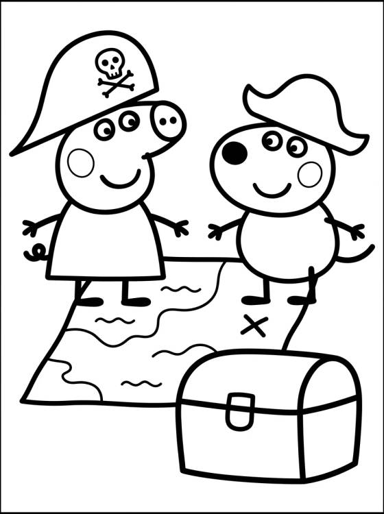 Pirate Peppa and Danny Dog para colorir Desenho de Pirate Peppa and Danny Dog para colorir e imprimir grátis