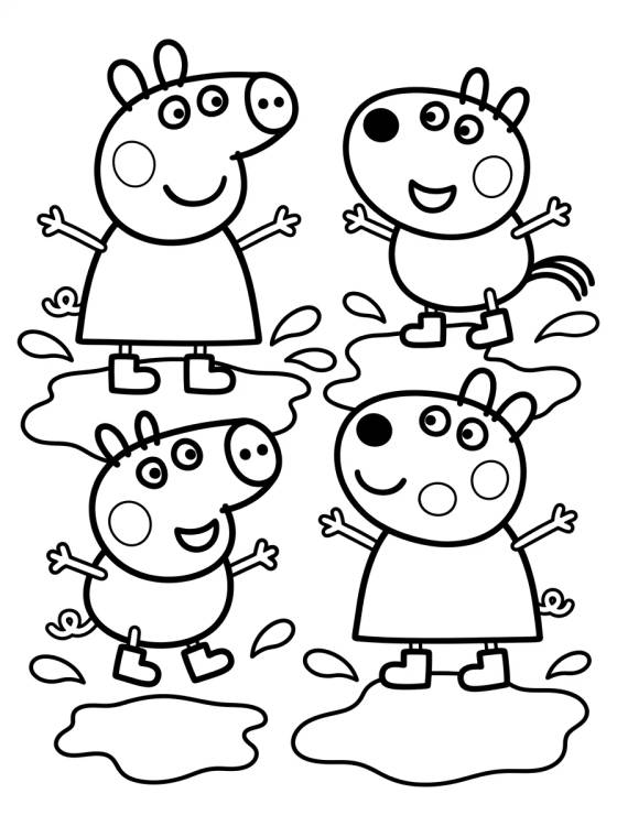 Peppa and Pedro Pony in the Mud para colorir Desenho de Peppa and Pedro Pony in the Mud para colorir e imprimir grátis