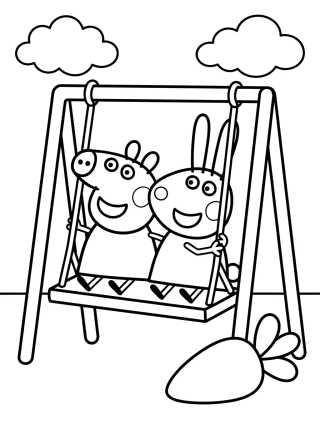 Peppa and Rebecca Rabbit para colorir Desenho de Peppa and Rebecca Rabbit para colorir e imprimir grátis