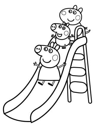 Peppa, George and Pedro Pony at the Playground para colorir Desenho de Peppa, George and Pedro Pony at the Playground para colorir e imprimir grátis