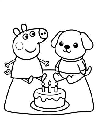 Peppa Pig and Danny Dog para colorir Desenho de Peppa Pig and Danny Dog para colorir e imprimir grátis