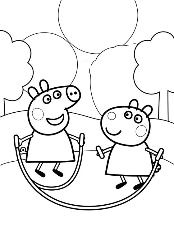 Peppa Pig and Suzy Sheep para colorir Desenho de Peppa Pig and Suzy Sheep para colorir e imprimir grátis