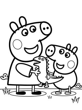 Peppa and George Playing para colorir Desenho de Peppa and George Playing para colorir e imprimir grátis