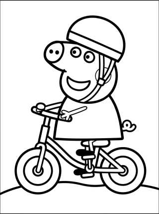 Peppa Pig Riding a Bike para colorir Desenho de Peppa Pig Riding a Bike para colorir e imprimir grátis