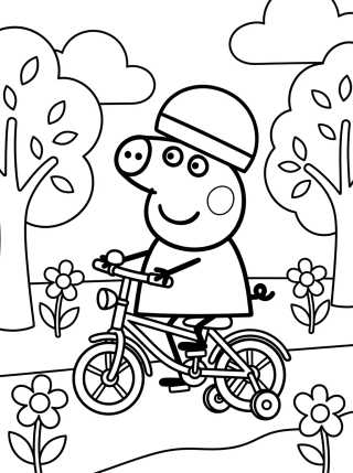 Peppa Pig Riding a Bicycle para colorir Desenho de Peppa Pig Riding a Bicycle para colorir e imprimir grátis