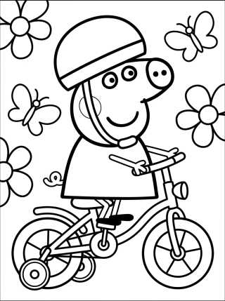 Peppa Pig Riding a Bike para colorir Desenho de Peppa Pig Riding a Bike para colorir e imprimir grátis