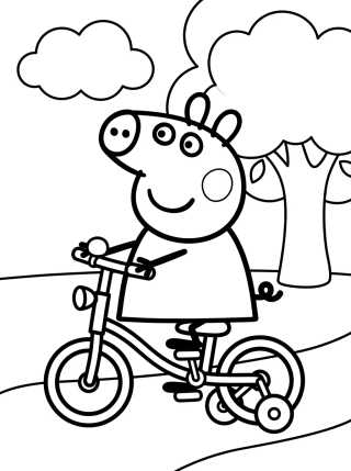 Peppa Pig Riding a Bike para colorir Desenho de Peppa Pig Riding a Bike para colorir e imprimir grátis