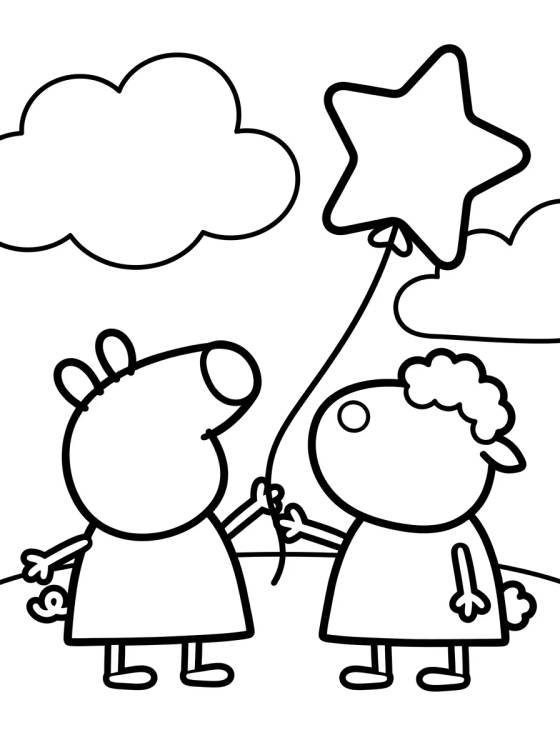 Peppa Pig and Suzy Sheep para colorir Desenho de Peppa Pig and Suzy Sheep para colorir e imprimir grátis
