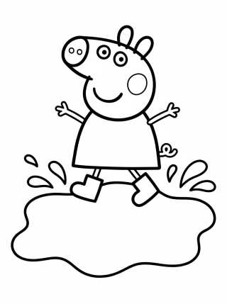 Peppa Pig Jumping in Muddy Puddles para colorir Desenho de Peppa Pig Jumping in Muddy Puddles para colorir e imprimir grátis