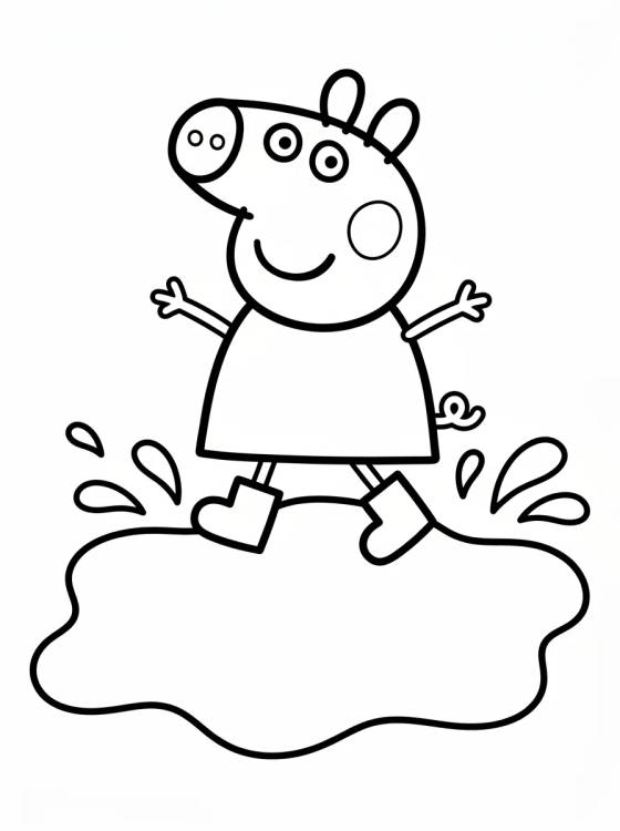 Peppa Pig Jumping in Muddy Puddles para colorir Desenho de Peppa Pig Jumping in Muddy Puddles para colorir e imprimir grátis