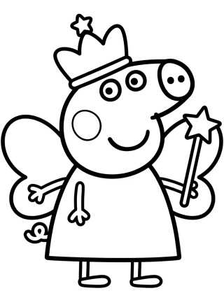 Fairy Princess Peppa Pig para colorir Desenho de Fairy Princess Peppa Pig para colorir e imprimir grátis