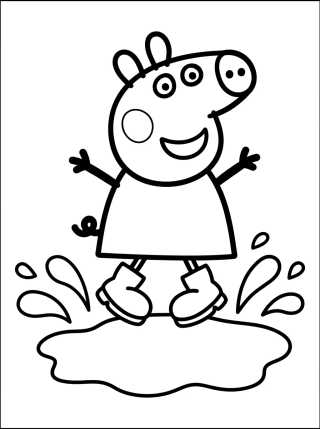 Peppa Pig Jumping in Muddy Puddles para colorir Desenho de Peppa Pig Jumping in Muddy Puddles para colorir e imprimir grátis