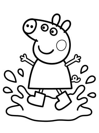 Peppa Pig Jumping in Muddy Puddles para colorir Desenho de Peppa Pig Jumping in Muddy Puddles para colorir e imprimir grátis