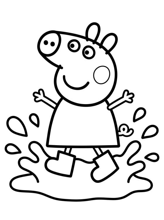Peppa Pig Jumping in Muddy Puddles para colorir Desenho de Peppa Pig Jumping in Muddy Puddles para colorir e imprimir grátis