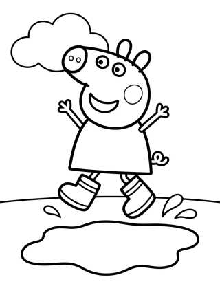 Peppa Pig Jumping in Muddy Puddles para colorir Desenho de Peppa Pig Jumping in Muddy Puddles para colorir e imprimir grátis