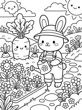 Gardener Bunny with a Happy Carrot para colorir Desenho de Gardener Bunny with a Happy Carrot para colorir e imprimir grátis