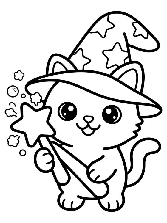 Magic Wizard Kitty para colorir Desenho de Magic Wizard Kitty para colorir e imprimir grátis