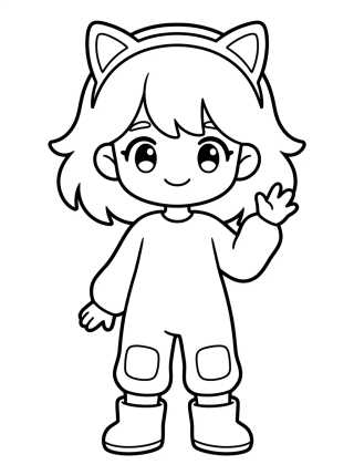 Girl with Cat Ear Headband para colorir Desenho de Girl with Cat Ear Headband para colorir e imprimir grátis