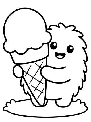 Ice Cream Little Monster para colorir Desenho de Ice Cream Little Monster para colorir e imprimir grátis