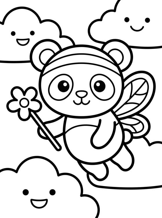 Fairy Panda with Little Wings para colorir Desenho de Fairy Panda with Little Wings para colorir e imprimir grátis