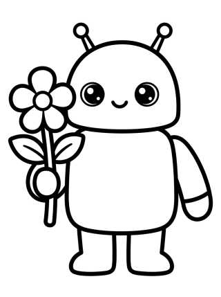 Kawaii Little Robot para colorir Desenho de Kawaii Little Robot para colorir e imprimir grátis