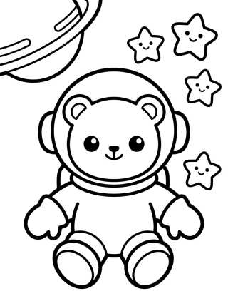Astronaut Bear in Space para colorir Desenho de Astronaut Bear in Space para colorir e imprimir grátis