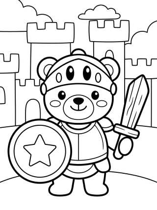 Brave Little Knight Bear para colorir Desenho de Brave Little Knight Bear para colorir e imprimir grátis