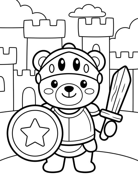 Brave Little Knight Bear para colorir Desenho de Brave Little Knight Bear para colorir e imprimir grátis