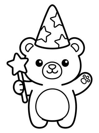 Magical Kawaii Bear para colorir Desenho de Magical Kawaii Bear para colorir e imprimir grátis