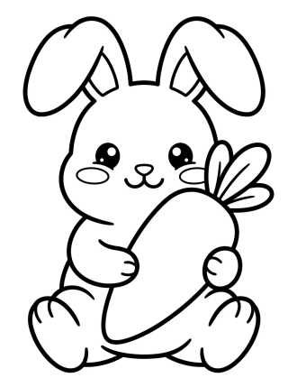 Pet Bunny with a Carrot para colorir Desenho de Pet Bunny with a Carrot para colorir e imprimir grátis