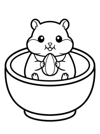 Cuddly Hamster in Food Bowl para colorir Desenho de Cuddly Hamster in Food Bowl para colorir e imprimir grátis